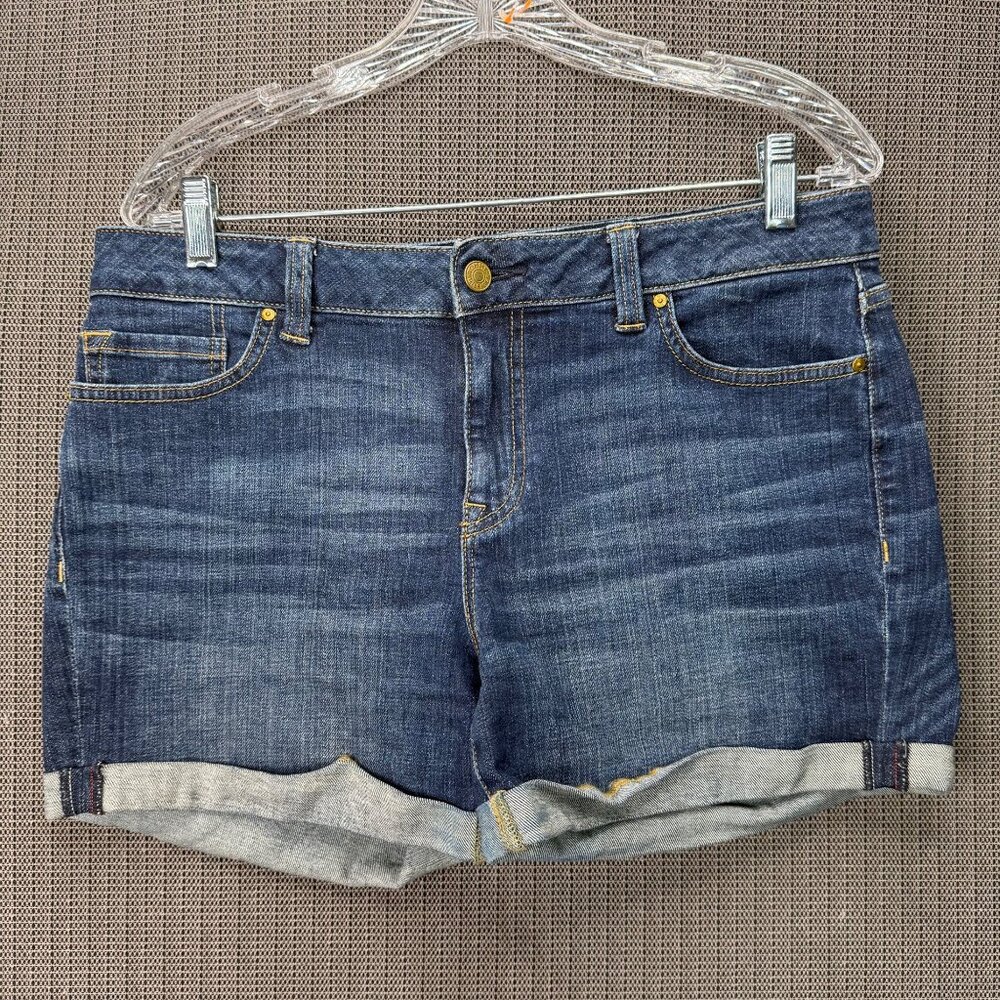 Tommy Hilfiger Womens Size 8 Blue Denim Shorts Rolled Cuff Stretch Casual